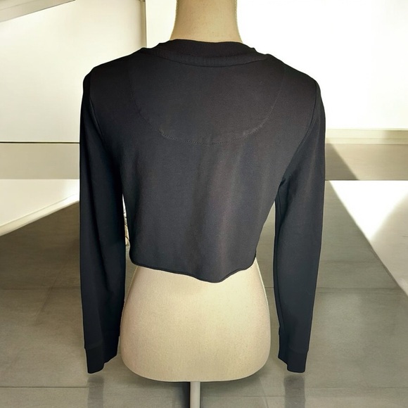 Calvin Klein Black Cropped Lace Up Sweatshirt Style Top Size XS - Picture 6 of 9